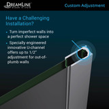 DreamLine  SHDR-3234303-01 Linea Frameless Shower Door. Two Attached Glass Panels: 30 in. x 72 in. and 34 in. x 72 in. Chrome Finish