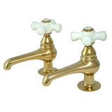 Kingston Brass Two Handle with Two Spouts Basin Lavatory Faucet - Polished Brass KS3202PX