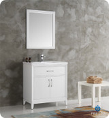 Fresca FVN2130WH Cambridge 30" White Traditional Bathroom Vanity w/ Mirror