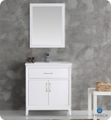 Fresca  FVN2130WH Cambridge 30" White Traditional Bathroom Vanity w/ Mirror