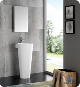 Fresca FVN5022WH Messina 16" White Pedestal Sink w Medicine Cabinet - Modern Bathroom Vanity