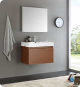Fresca FVN8007TK Mezzo 30" Teak Wall Hung Modern Bathroom Vanity w/ Medicine Cabinet