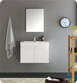 Fresca FVN8089WH Vista 30" White Wall Hung Modern Bathroom Vanity w/ Medicine Cabinet