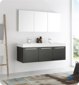 Fresca FVN8093BW-D Vista 60" Black Wall Hung Double Sink Modern Bathroom Vanity w/ Medicine Cabinet