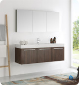 Fresca  FVN8093GW Vista 60" Walnut Wall Hung Single Sink Modern Bathroom Vanity w/ Medicine Cabinet