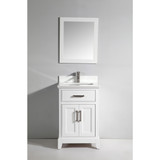 Vanity Art VA1024W 24" Vanity Cabinet with Engineered Marble Vanity Top & Wall Mirror - White