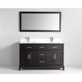 Vanity Art 60 Inch Double Sink Vanity Cabinet with Engineered Marble Vanity Top & Mirror - Espresso - VA1060DE