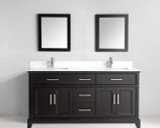 Vanity Art VA1072DE 72 Inch Double Sink Vanity Cabinet with Engineered Marble Vanity Top & Mirror - Espresso