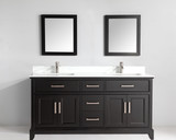 Vanity Art 72 Inch Double Sink Vanity Cabinet with Engineered Marble Vanity Top & Mirror - Espresso - VA1072DE
