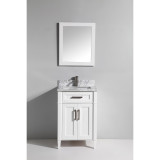 Vanity Art VA2024W 24 Inch Vanity Cabinet with Carrara Marble Sink & Wall Mirror - White