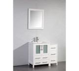 Vanity Art VA3024-36W 36 Inch Vanity Cabinet with Ceramic Sink & Mirror - White