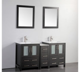 Vanity Art 60 Inch Double Sink Vanity Cabinet with Ceramic Sink & Mirror - Espresso - VA3024-60E