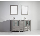 Vanity Art VA3024-60G 60 Inch Double Sink Vanity Cabinet with Ceramic Sink & Mirror - Grey