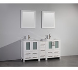 Vanity Art 60 Inch Double Sink Vanity Cabinet with Ceramic Sink & Mirror - White - VA3024-60W