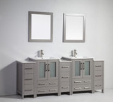 Vanity Art VA3024-84G 84 Inch Double Sink Vanity Cabinet with Ceramic Sink & Mirror - Grey