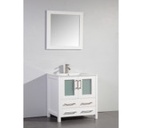 Vanity Art 30 Inch Vanity Cabinet with Ceramic Integrated Sink & Mirror - White - VA3030W
