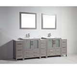 Vanity Art 96 Inch Double Sink Vanity Cabinet with Ceramic Sink & Mirror - Grey - VA3030-96G