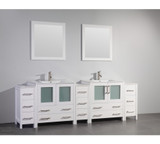 Vanity Art 96 Inch Double Sink Vanity Cabinet with Ceramic Sink & Mirror - White - VA3030-96W