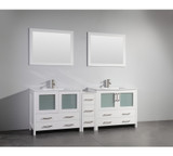 Vanity Art 84 Inch Double Sink Vanity Cabinet with Ceramic Sink & Mirror - White - VA3036-84W