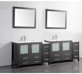 Vanity Art 96 Inch Double Sink Vanity Cabinet with Ceramic Sink & Mirror - Espresso - VA3036-96E