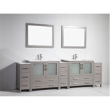 Vanity Art 108 Inch Double Sink Bathroom Vanity Cabinet with Two Sinks & Two Mirror - Grey