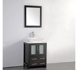 Vanity Art 24 Inch Wood & Glass Vanity Cabinet with Ceramic Vessel Sink & Mirror - Espresso - VA3124E