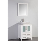 Vanity Art 24 Inch Wood & Glass Vanity Cabinet with Ceramic Vessel Sink & Mirror - White - VA3124W