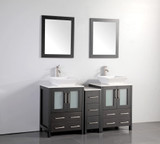 Vanity Art VA3124-60E 60 Inch Double Sink Vanity Cabinet with Ceramic Vessel Sink & Mirror - Espresso