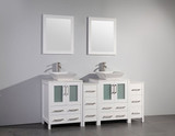 Vanity Art 72 Inch Double Sink Vanity Cabinet with Ceramic Vessel Sink & Mirror - White - VA3124-72W