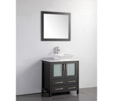 Vanity Art 30 Inch Vanity Cabinet with Ceramic Top & Vessel Sink & Mirror - Espresso - VA3130E