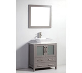 Vanity Art 30 Inch Vanity Cabinet with Ceramic Top & Vessel Sink & Mirror - Grey - VA3130G