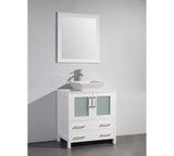 Vanity Art 30 Inch Vanity Cabinet with Ceramic Top & Vessel Sink & Mirror - White - VA3130W