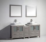 Vanity Art VA3130-72G 72 Inch Double Sink Vanity Cabinet with Ceramic Vessel Sink & Mirror - Grey