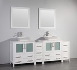 Vanity Art VA3130-84W 84 Inch Double Sink Vanity Cabinet with Ceramic Vessel Sink & Mirror - White