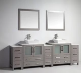 Vanity Art 96 Inch Double Sink Vanity Cabinet with Ceramic Vessel Sink & Mirror - Grey - VA3130-96G
