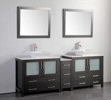 Vanity Art 84 Inch Double Sink Vanity Cabinet with Ceramic Vessel Sink & Mirror - Espresso - VA3136-84E