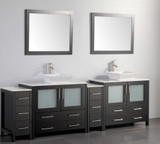 Vanity Art VA3136-96E 96 Inch Double Sink Vanity Cabinet with Ceramic Vessel Sink & Mirror - Espresso
