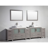 Vanity Art 108 Inch Double Sink Bathroom Vanity Cabinet with Two Sinks & Two Mirror - Grey - VA3136-108G