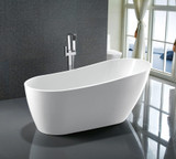 Vanity Art 67" Freestanding Acrylic Soaking Bathtub - White/Polished Chrome Trim - VA6522-L-PC