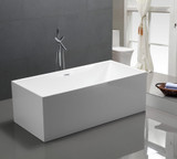 Vanity Art VA6813B-S-PC 59" Freestanding Acrylic Soaking Bathtub - White/Polished Chrome Trim