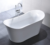 Vanity Art VA6805-PC 67" Freestanding Acrylic Soaking Bathtub - White/Polished Chrome Trim