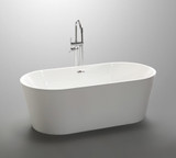 Vanity Art 67.5" Freestanding Acrylic Soaking Bathtub - White/Polished Chrome Trim - VA6815-L-PC
