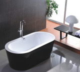 Vanity Art VA6812-BL 67.7" Freestanding Acrylic Soaking Bathtub - Black Finish