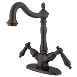 Kingston Brass Two Handle Single Hole Lavatory Faucet with Optional Cover Plate - Oil Rubbed Bronze - KS1495AL