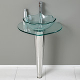 Fresca  CMB1036-V Fresca Netto 24" Bathroom Pedestal with Glass Countertop & Vessel Sink