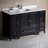 Fresca FCB20-123012ES-CWH-U Oxford 54" Espresso Traditional Bathroom Cabinets w/ Top & Sink