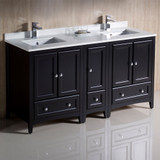 Fresca  FCB20-241224ES-CWH-U Oxford 60" Espresso Traditional Double Sink Bathroom Cabinets w/ Top & Sinks