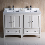 Fresca  FCB20-2424AW-CWH-U Oxford 48" Antique White Traditional Double Sink Bathroom Cabinets w/ Top & Sinks