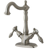 Kingston Brass Two Handle Single Hole Lavatory Faucet - Satin Nickel - KS1498TAL