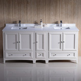 Fresca FCB20-301230AW-CWH-U Oxford 72" Antique White Traditional Double Sink Bathroom Cabinets w/ Top & Sinks